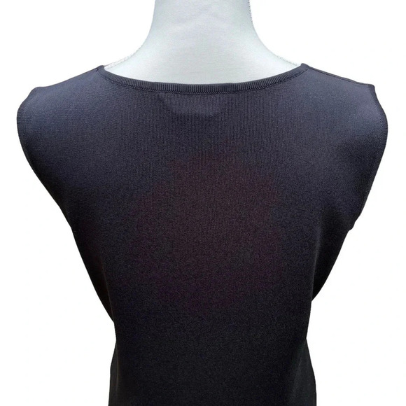 Exclusively Misook Black Acrylic Crew Neck Tank Top with Side Slits Size Small - Picture 12 of 15